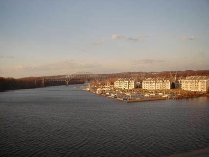 Pulaski Highway bridge crossing the Susquehanna River at Perryville, Maryland.  That condo building in the middle burnt down in April 2018<br>Location: <a href="https://www.google.com/maps/search/?api=1&query=39.55508,-76.08376" target="_new">Susquehanna River at Perryville</a>